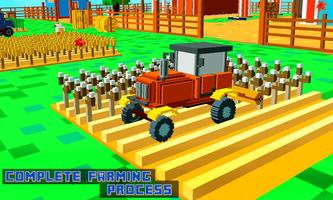 Blocky Tractor Farm Simulator ภาพหน้าจอ 1