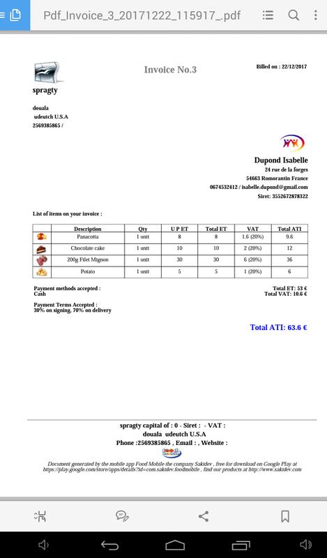 food mobile quotation invoice caterer restaurant apk download