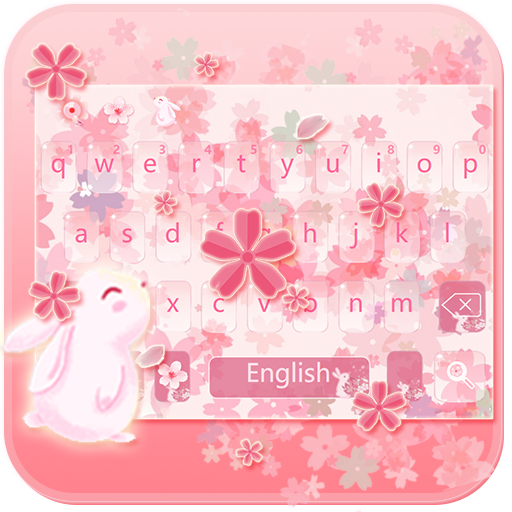 粉色櫻花鍵盤主題 可愛兔子櫻花夢