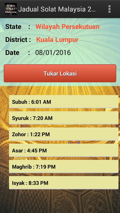 Jadual Solat Malaysia 2016 Fur Android Apk Herunterladen
