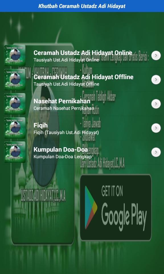 Ceramah Islam Ustadz Adi Hidayat For Android Apk Download