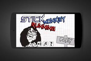 Stick Running Monkey Affiche