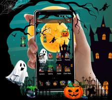 Страшная ночная тема Хэллоуина постер