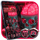 Scary Pink Flamingos Skull Theme Zeichen