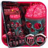 Scary Pink Flamingos Skull Theme Zeichen