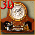 Thanksgiving Animated Clock 3D icône