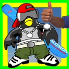 Penguin On A Snowboard ikon