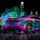 Neon Racing Car Hologram Tech icon