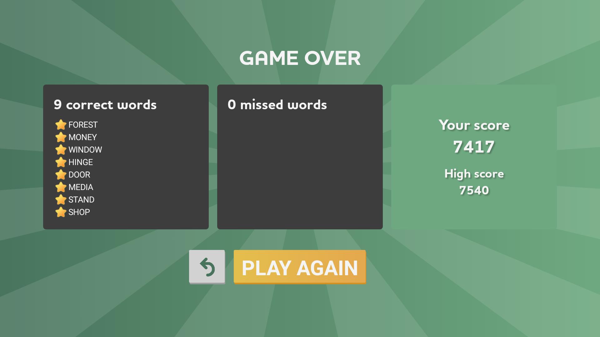7 words game. Word games.