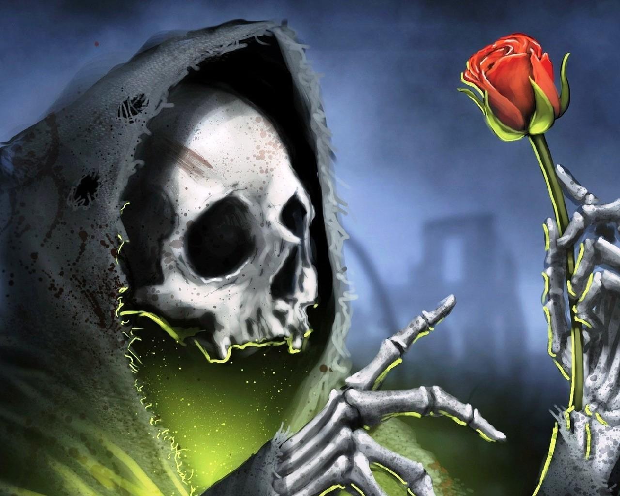 Цветы несущие смерть. Несущий смерть. Скелет с розой. Хорошего дня новой смерти