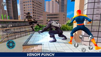 Poster Venom Spiderweb superhero vs Iron spider Web hero