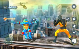 Spider Rope hero vs Ninja battle turtle war games Affiche