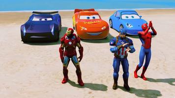 پوستر Super Hero Cars Lightning Mcqueen Car Racing Games