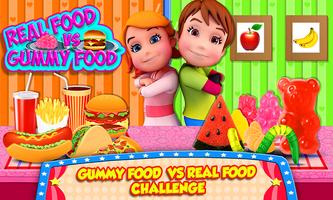 Gummy Food Vs Real Food Challenge Game پوسٹر