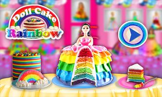 Rainbow Doll Cake Bakkerij Game - DIY Koken Kinde-poster