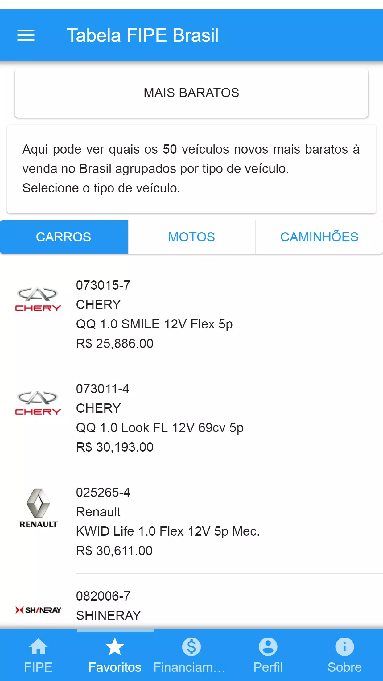 Tabela Fipe Brasil APK pour Android Télécharger