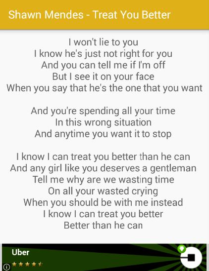 Treat You Better Lyrics Shawn for Android - APK Download