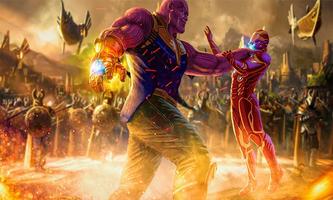 Thanos Monster contre Avengers Superhero Fighting Affiche