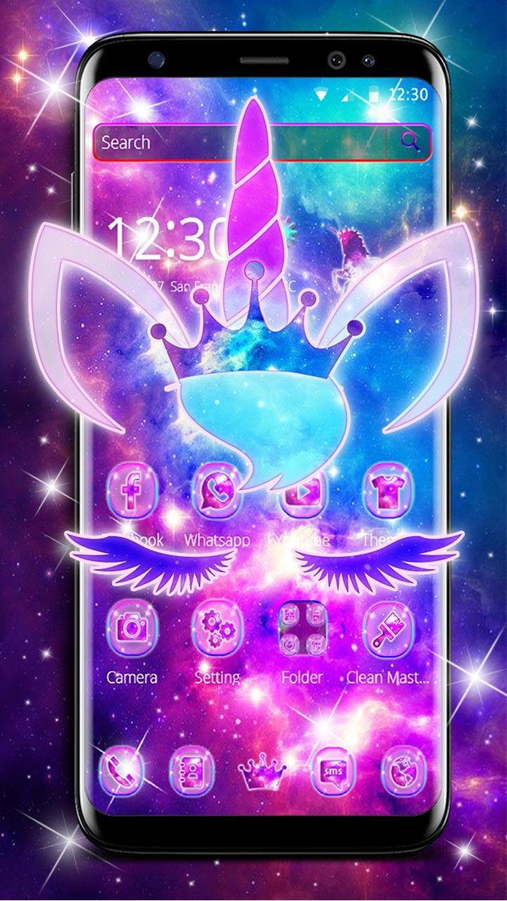 ดาวน์โหลด Shiny Galaxy Cute Unicorn Theme APK สำหรับ Android