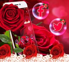Shiny Red Rose Love Theme Affiche