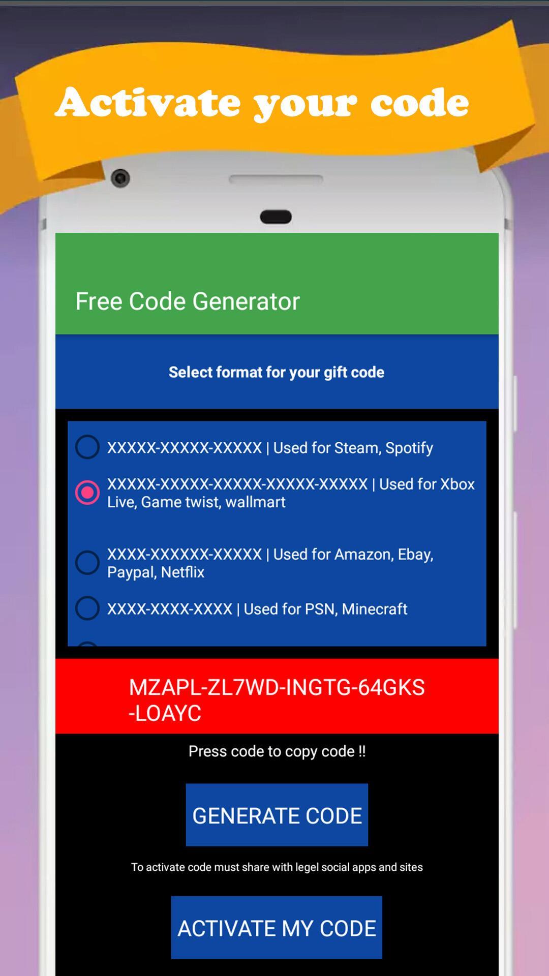 Gift Code Generator Activator For Android Apk Download - activation code for roblox generator