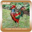 APK Unique Styrofoam Rusty Rooster Garden Ornament