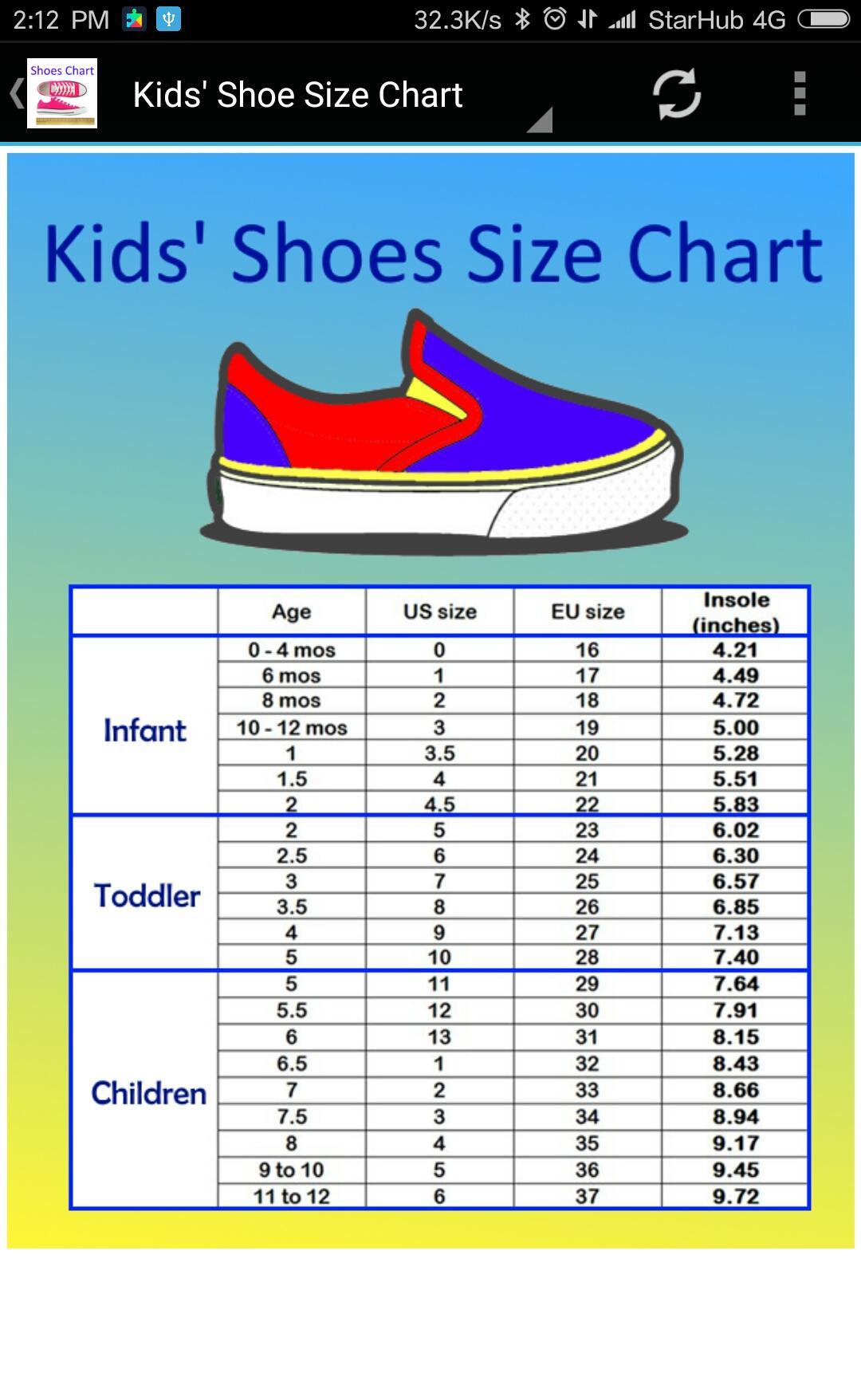 Shoe Size Chart Converter