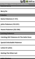 Pro Cheats Pokemon Emerald Edn تصوير الشاشة 1