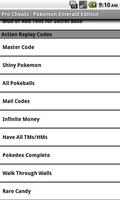 Pro Cheats Pokemon Emerald Edn capture d'écran 3