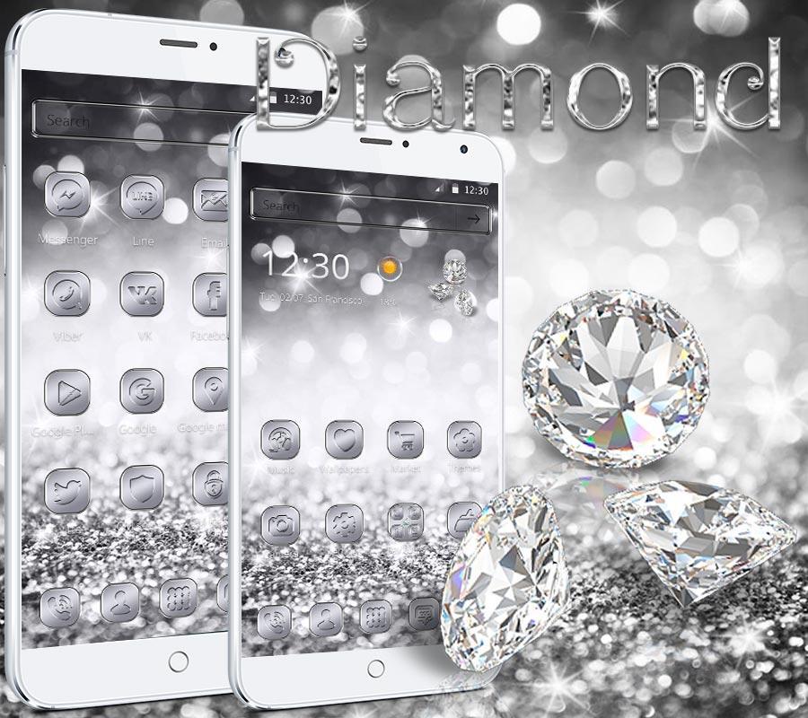 Android 用の シルバーダイヤモンドの輝きのテーマ壁紙 Silver Diamond Glitter Apk をダウンロード