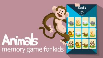 Animals memory game for kids plakat