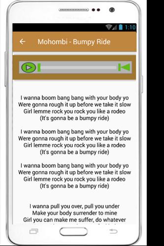 Mohombi Bumpy Ride Lyrics APK pour Android Télécharger