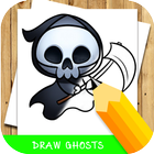 how to draw halloween ghost  step by step icône