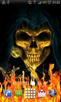 Skeleton Skull Fire Flames LWP Affiche