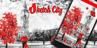 Red Sketch City Theme imagem de tela 3
