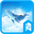 Simple Sky Blue Whale Illust Launcher theme icône