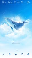 Simple Sky Blue Whale Illust Launcher theme Affiche