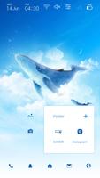 Simple Sky Blue Whale Illust Launcher theme capture d'écran 1