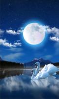 پوستر Swan Night Lake
