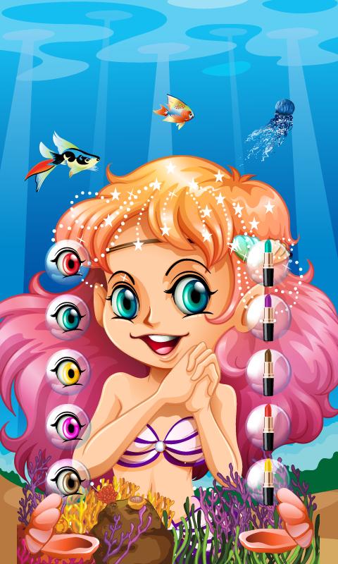 My Cute Mermaid Princess Makeover 2d Makeup Salon For Android - mermaid princess dark purple hair roblox