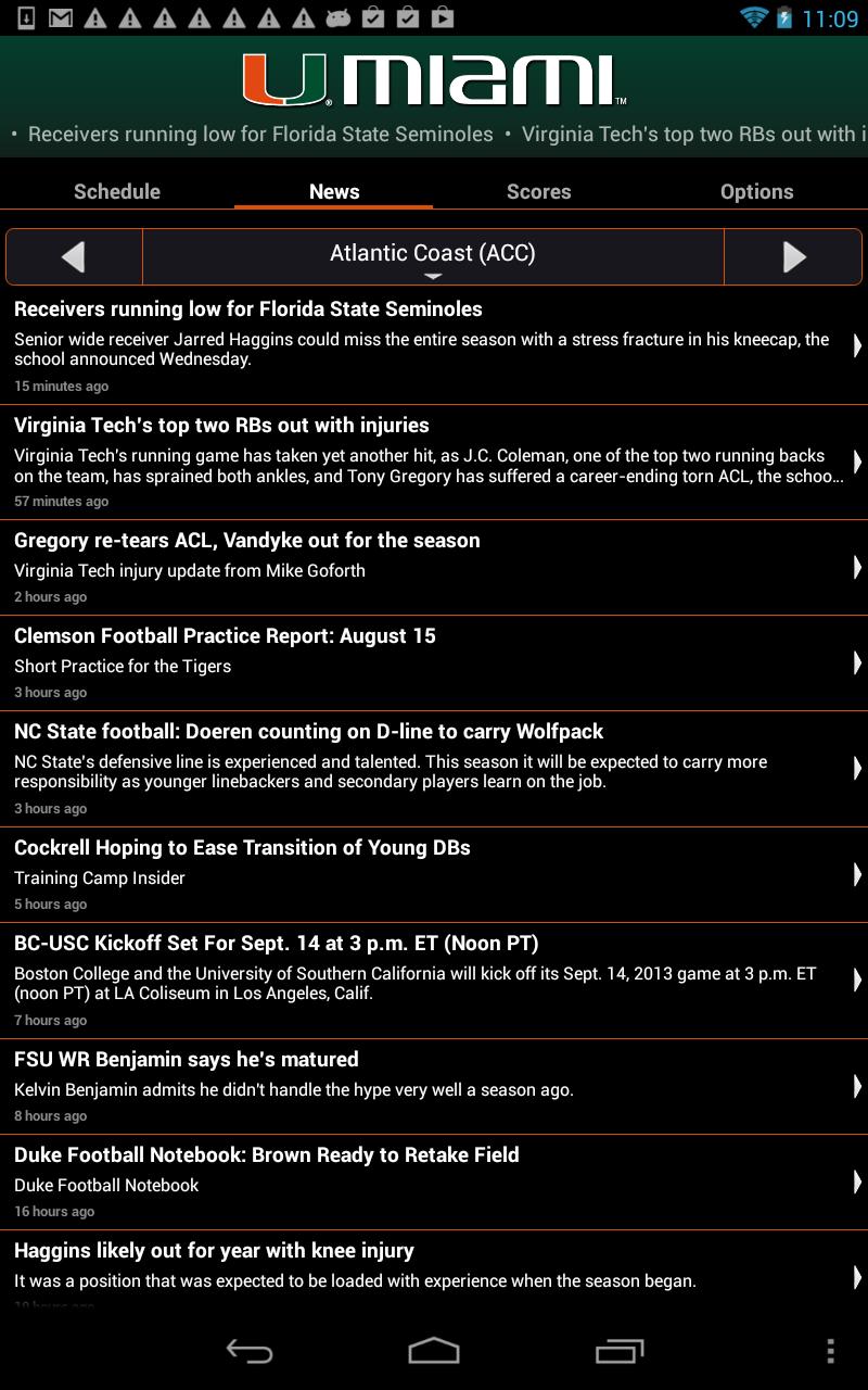 Miami Hurricanes Live Clock For Android Apk Download - miami tigers practice field roblox