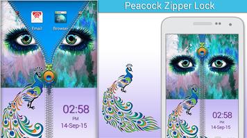 Peacock Zipper Lock Affiche