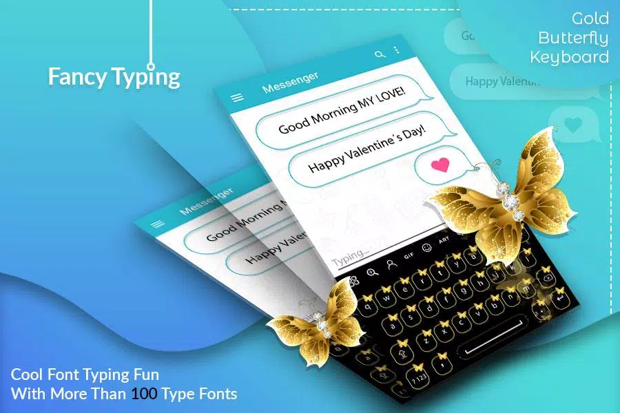 Gold Butterfly Animated 3D Theme Keyboard APK for Android Download