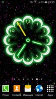Neon Flowers Clock постер