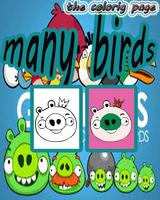 Many Angry birds The Coloring-poster