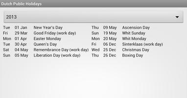 Dutch Public Holidays Screenshot 1