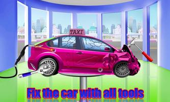 Mädchen rosa Taxi Auto Reparaturwerkstatt: Salon Plakat