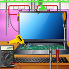 Laptop fabriekssimulator: computerbouwer & maker-icoon
