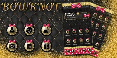 برنامه‌نما Pink Gold Bowknot 💘 Theme عکس از صفحه
