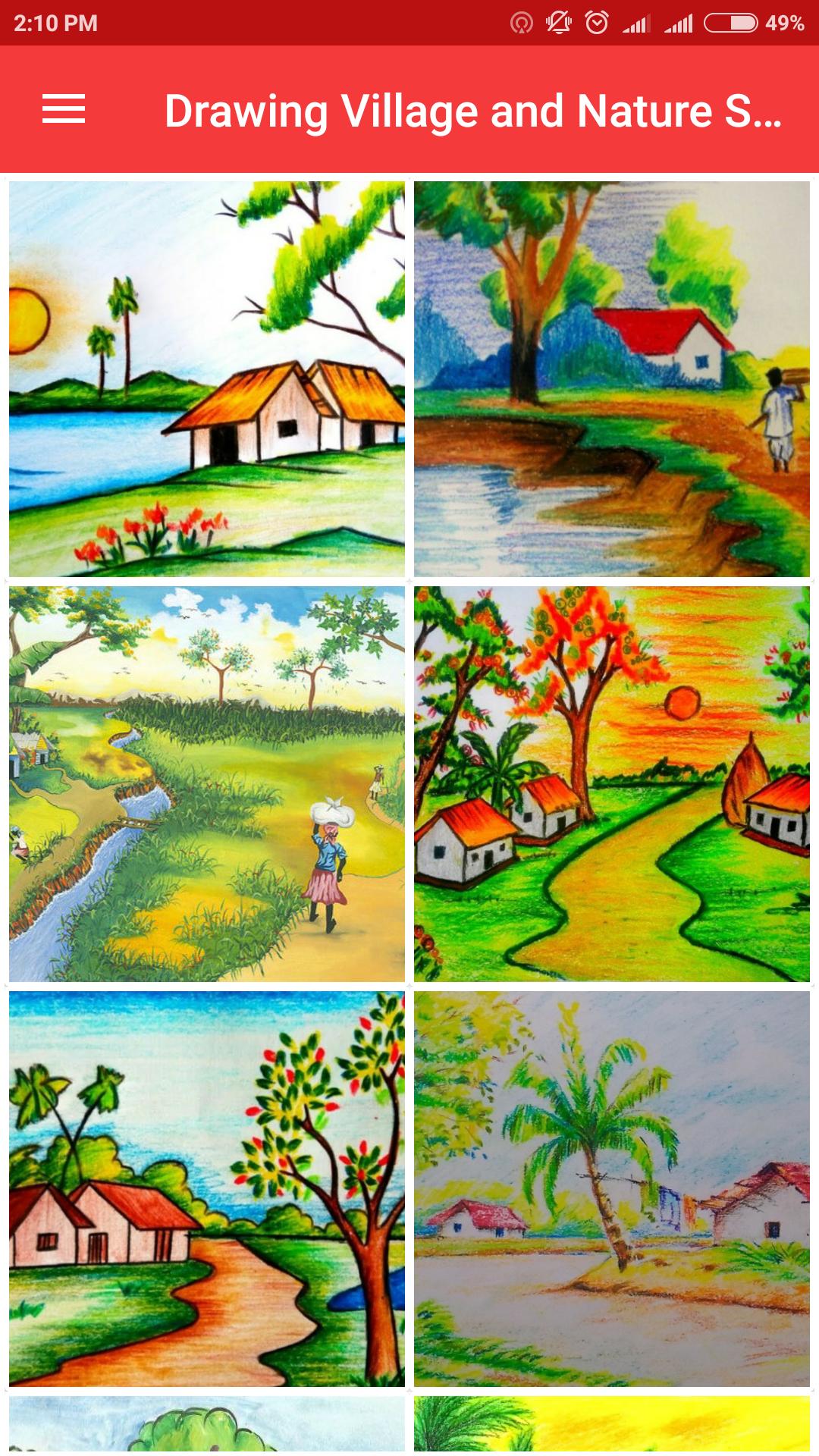 Featured image of post Village Nature Drawing - Draw mountain riverside village scenery with oil pastel how to draw mountain hill village scenery step by step | easy nature.